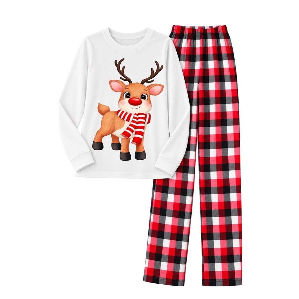 Christmas Holiday Family Men's Sleep Set Pajamas Reindeer PlaidMen's Size Small